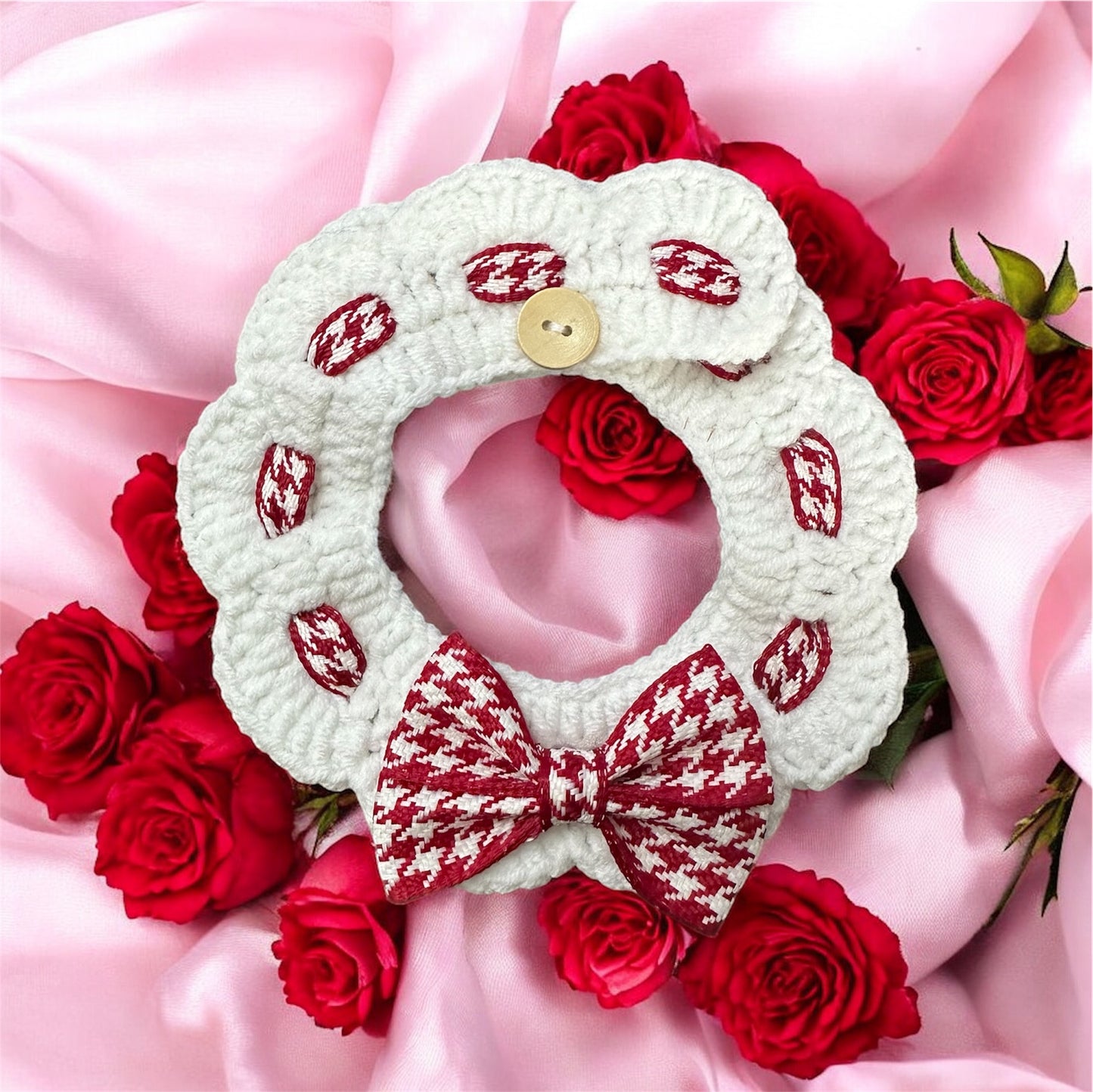 Hand-woven red gentleman's tie button collar