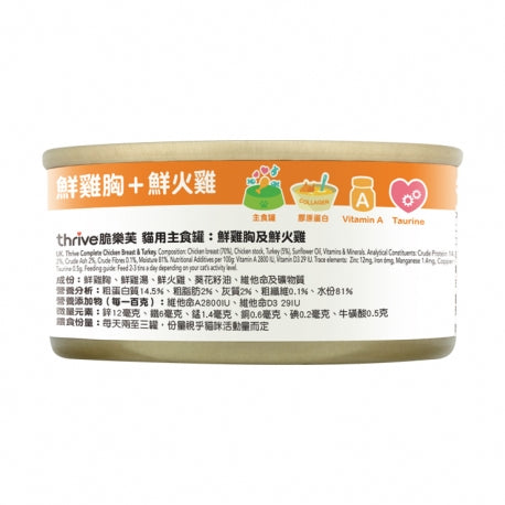 脆樂芙 - Thrive 成貓主食罐 75g (雞胸+火雞)