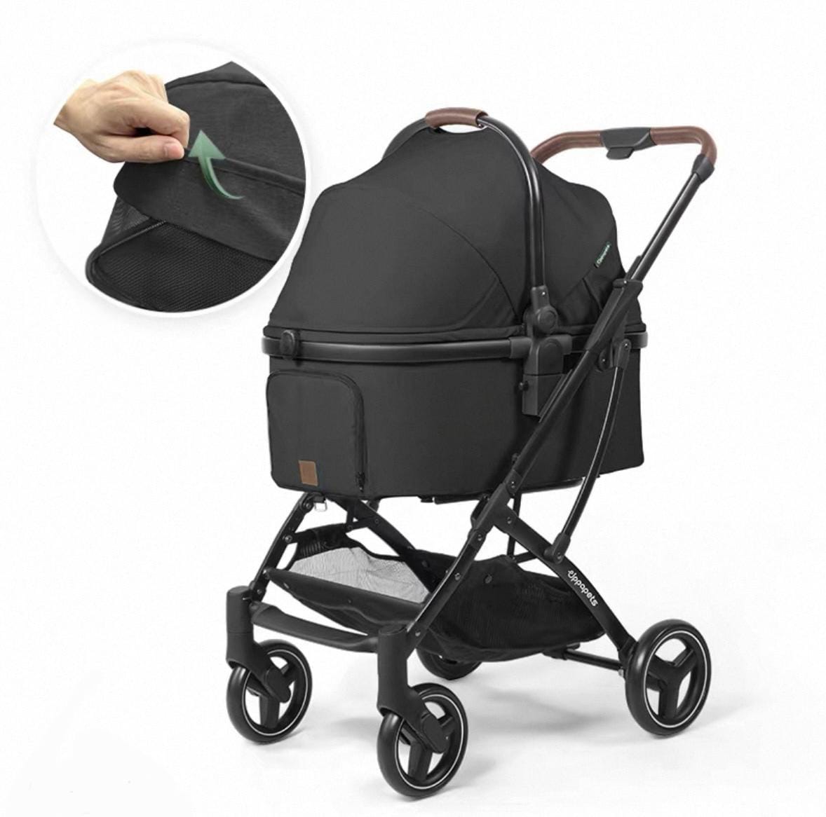 Uppapets Aroa Plus High-View Double-Opening Convertible Pet Stroller | Three Functions in One with Separate Carrycot