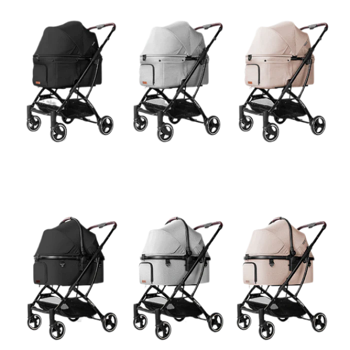 Uppapets Aroa Plus High-View Double-Opening Convertible Pet Stroller | Three Functions in One with Separate Carrycot