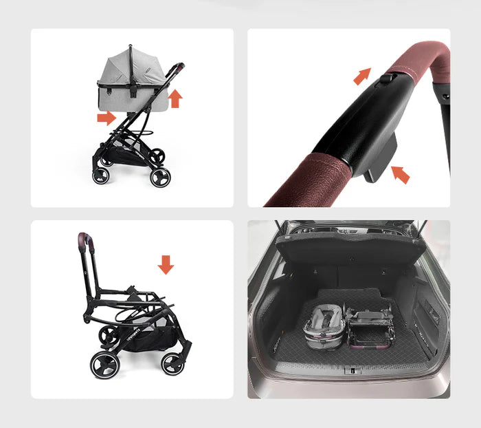 Uppapets Aroa Plus High-View Double-Opening Convertible Pet Stroller | Three Functions in One with Separate Carrycot