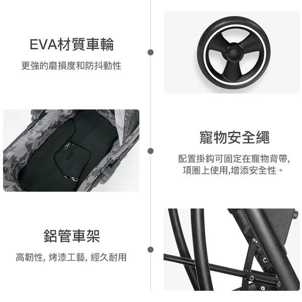 Uppapets Aroa Plus High-View Double-Opening Convertible Pet Stroller | Three Functions in One with Separate Carrycot